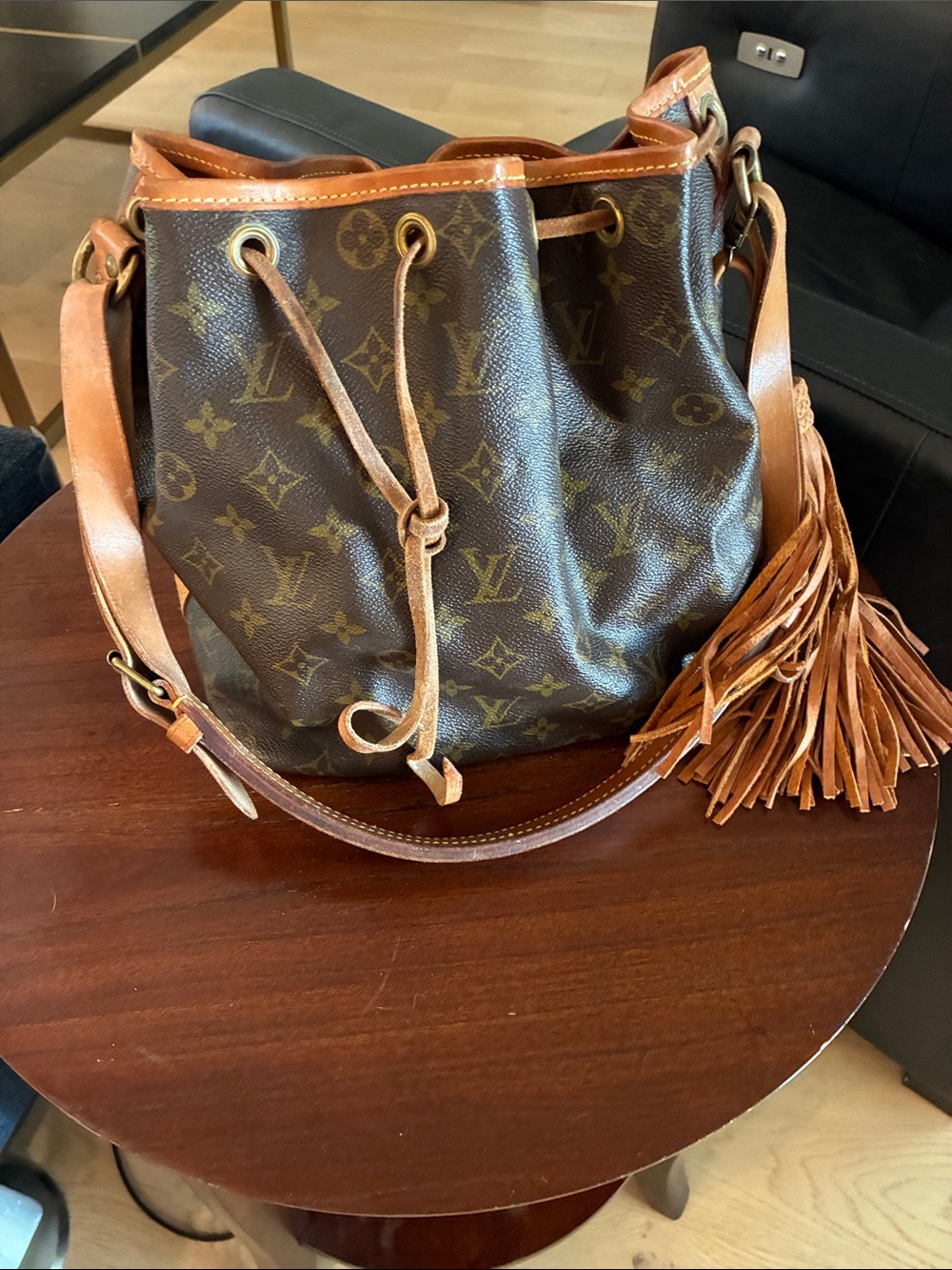 Louis Vuitton Monogram Canvas Hobo with Tan Leather Tassel